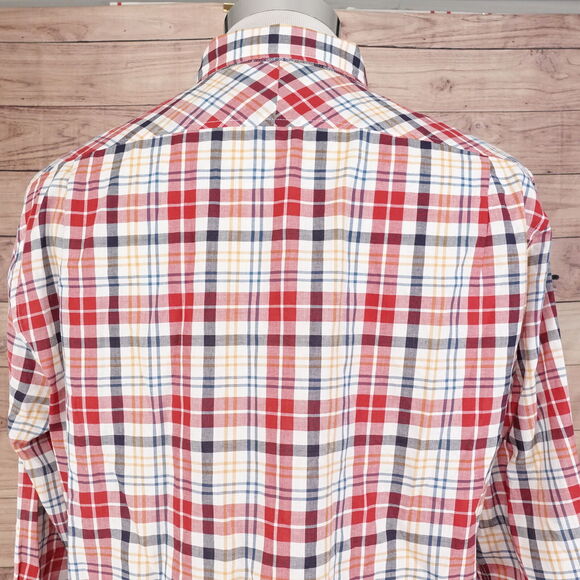 JACHS NEW YORK CLASSIC FIT RED PLAID BUTTON DOWN SHIRT MENS SIZE L LARGE - Picture 5 of 7